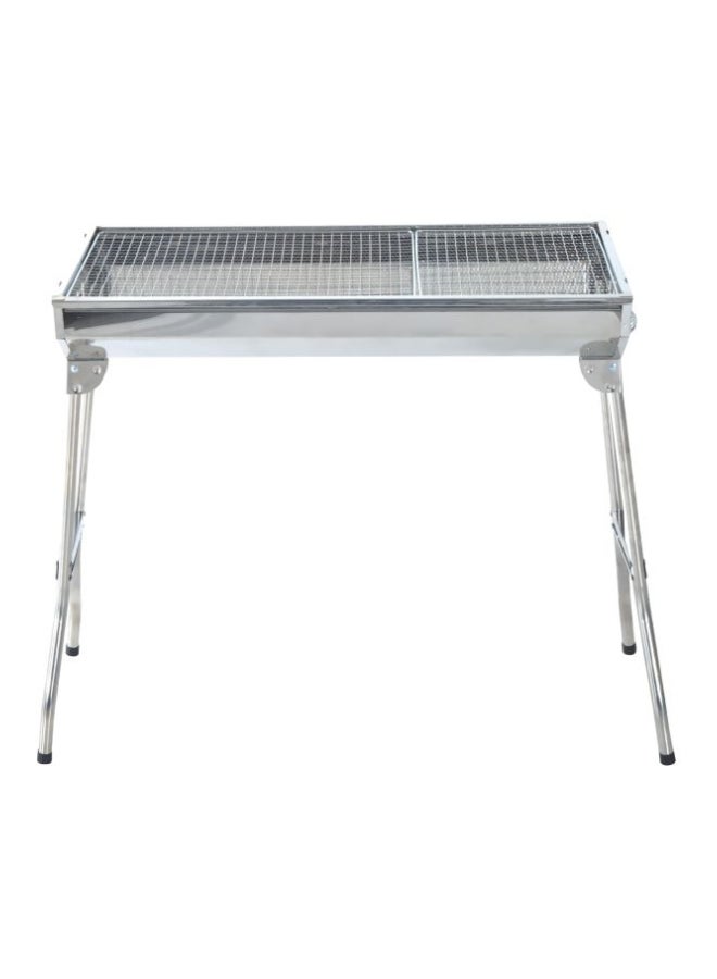 2-Piece Portable BBQ Charcoal Grill Set Silver 35inch - Image 1