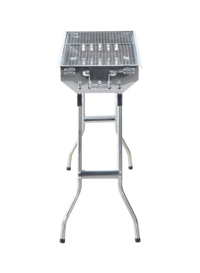 2-Piece Portable BBQ Charcoal Grill Set Silver 35inch - Image 3
