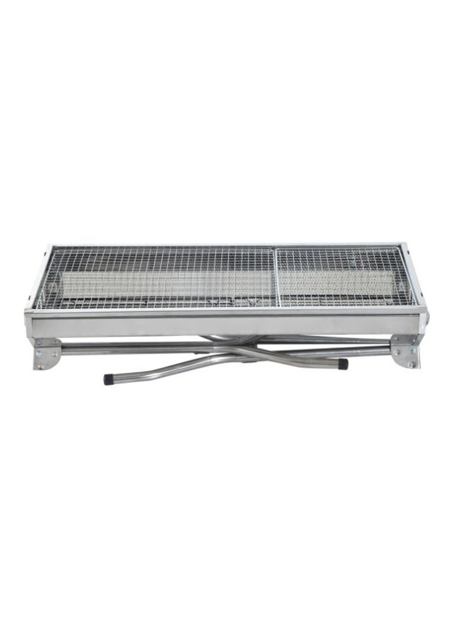 2-Piece Portable BBQ Charcoal Grill Set Silver 35inch - Image 5