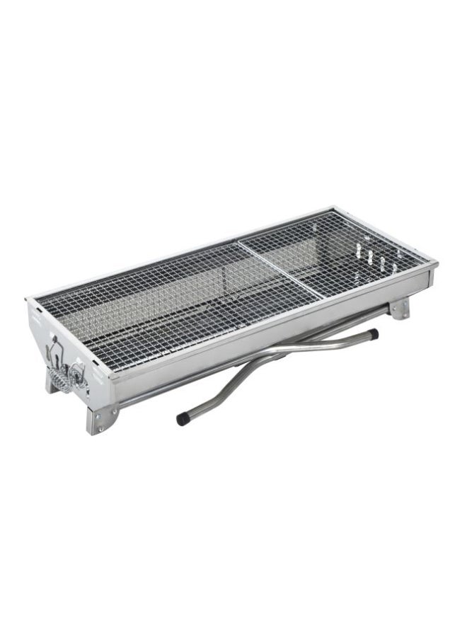 2-Piece Portable BBQ Charcoal Grill Set Silver 35inch - Image 4