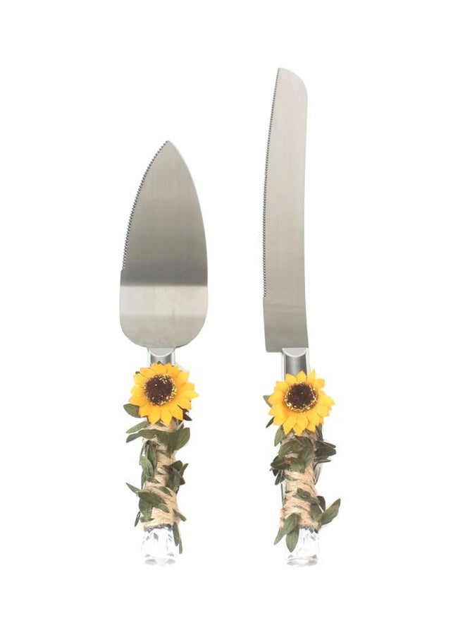 2-Piece Stainless Steel Wedding Cake Knife And Server Set Silver  - Image 1