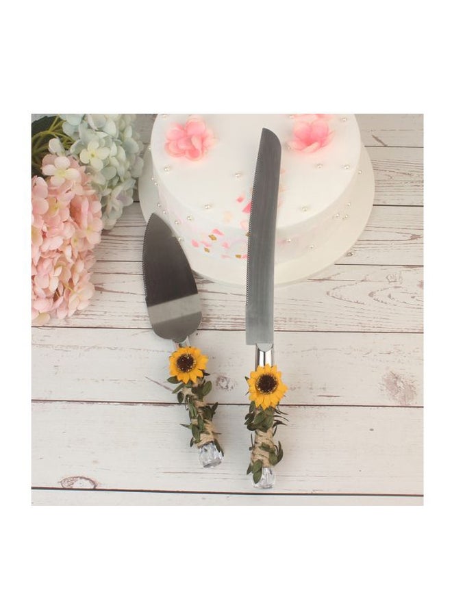 2-Piece Stainless Steel Wedding Cake Knife And Server Set Silver  - Image 2