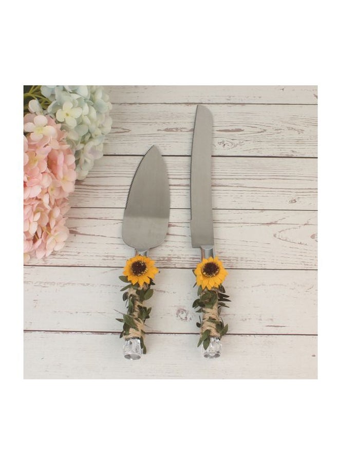 2-Piece Stainless Steel Wedding Cake Knife And Server Set Silver  - Image 5