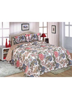 Rahalife 3-Piece Velvet Embossed Bedspread/Quilt Set, Flower Lawn Multicolour King 