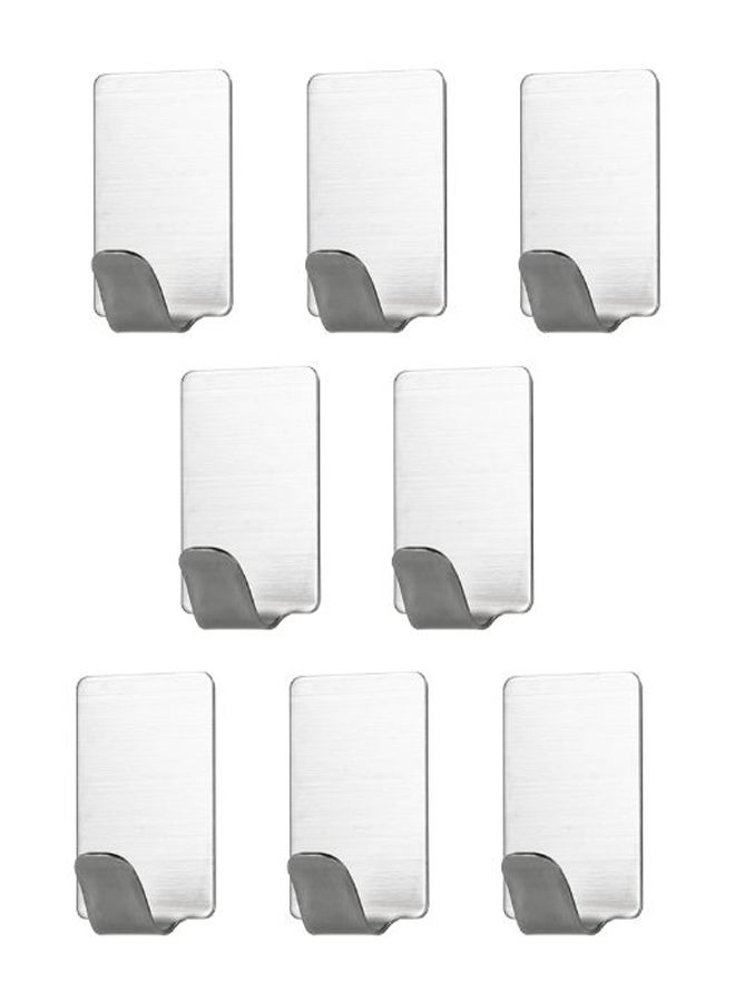 8-Piece Adhesive Wall Hook Set Silver  - Image 1