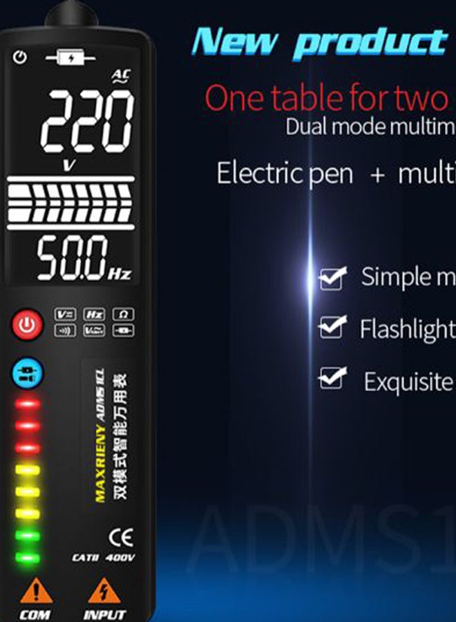 Dual Mode Intelligent Detection Multimeter With Connection Wires Black/Red  - Image 2