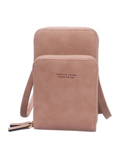 Fashion Double-Layer Zipper Mobile Phone Crossbody Bag Pink