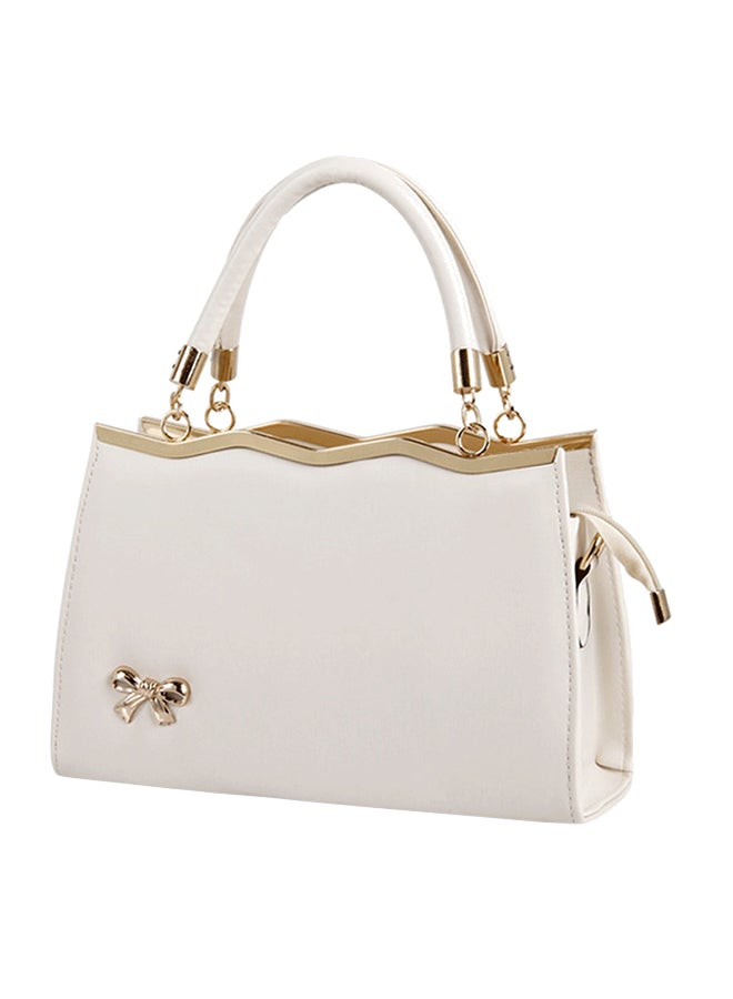 Bow Knot Faddish Sweet Shopper Bag White 