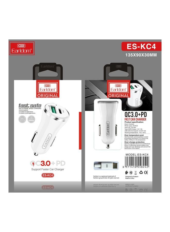 Earldom USB Car Charger White - Image 4