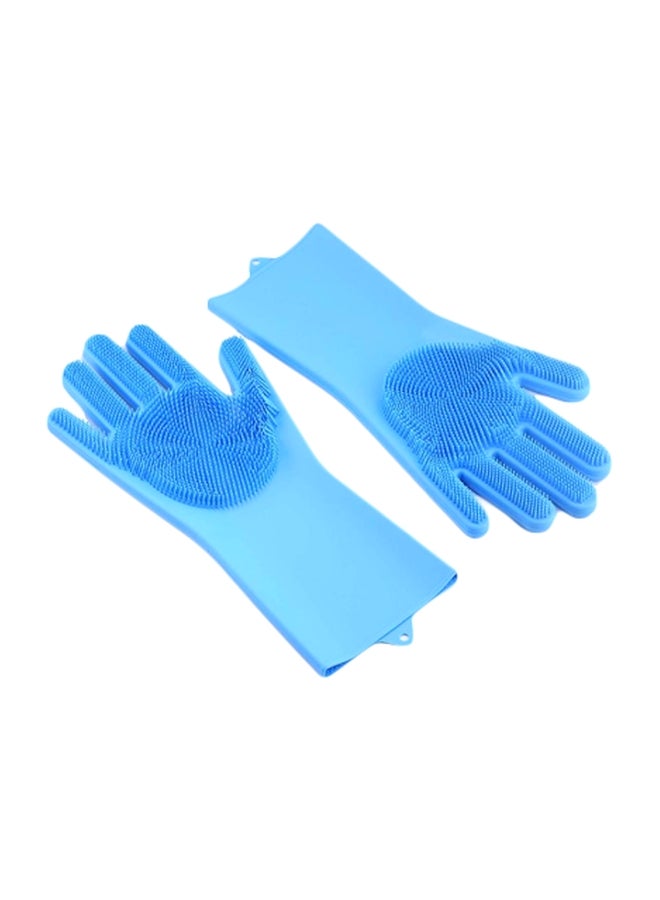MEGGO Silicone Gloves With Wash Scrubber Blue - Image 1