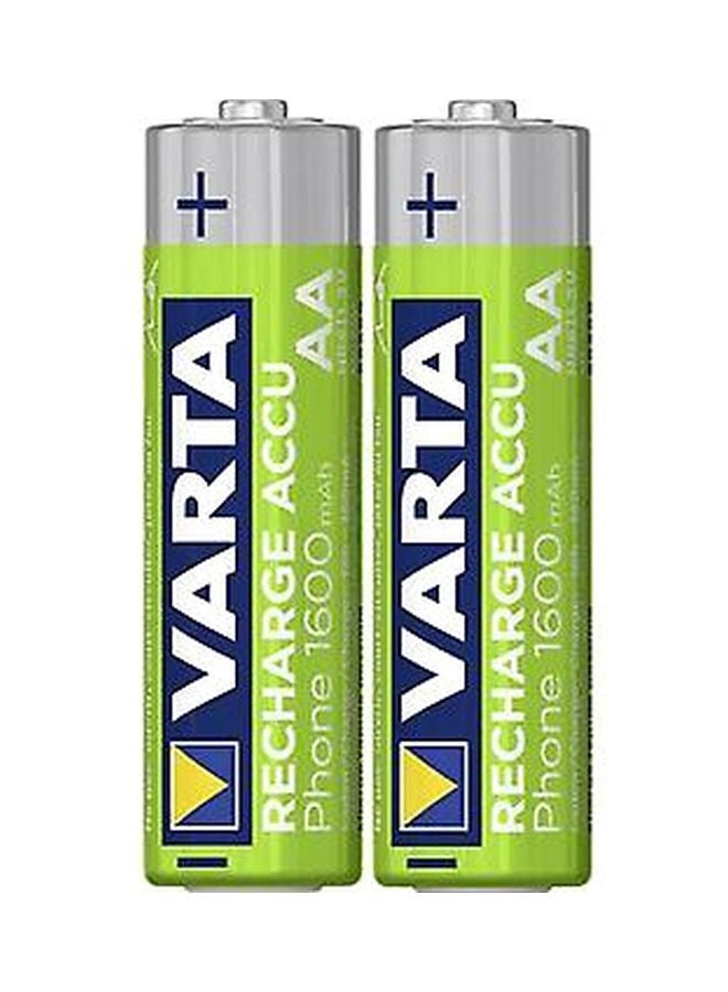 VARTA 2100 mAh 2-Piece AA Rechargeable Battery Set Light Green/Silver - Image 1