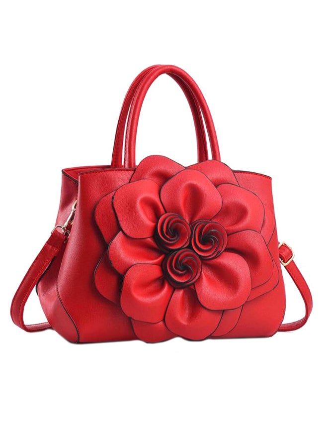 Rose Pattern Crossbody Bag Red