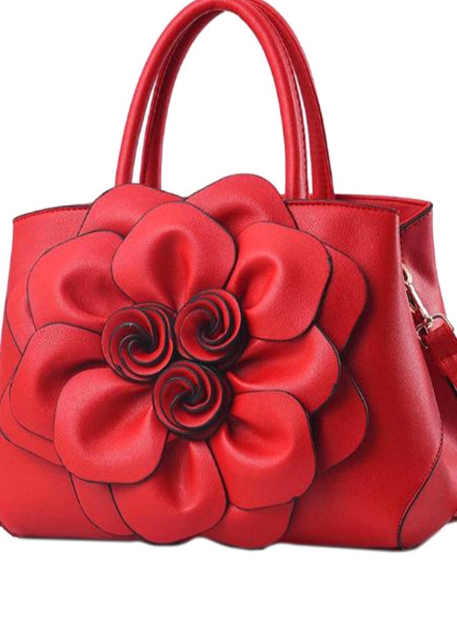 Rose Pattern Crossbody Bag Red