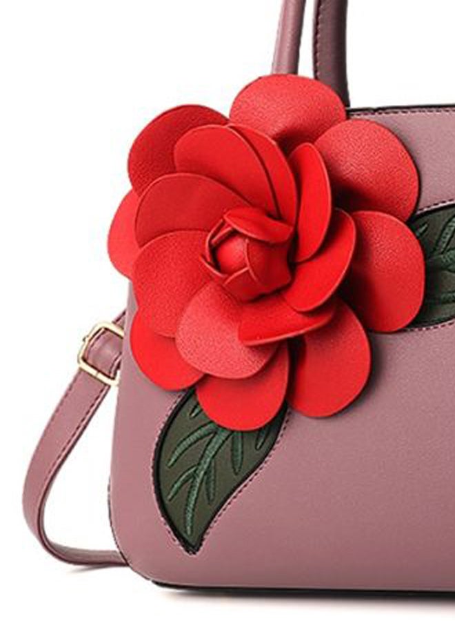 Elegant Flower Design Shoulder Bag Purple/Green/Pink  - Image 3