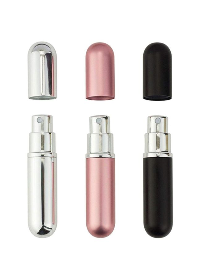 MEGGO 3-Piece Portable Mini Refillable Spray Bottle Set Silver/Pink/Black - Image 1