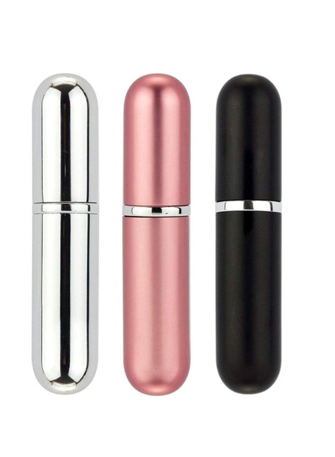 MEGGO 3-Piece Portable Mini Refillable Spray Bottle Set Silver/Pink/Black - Image 2