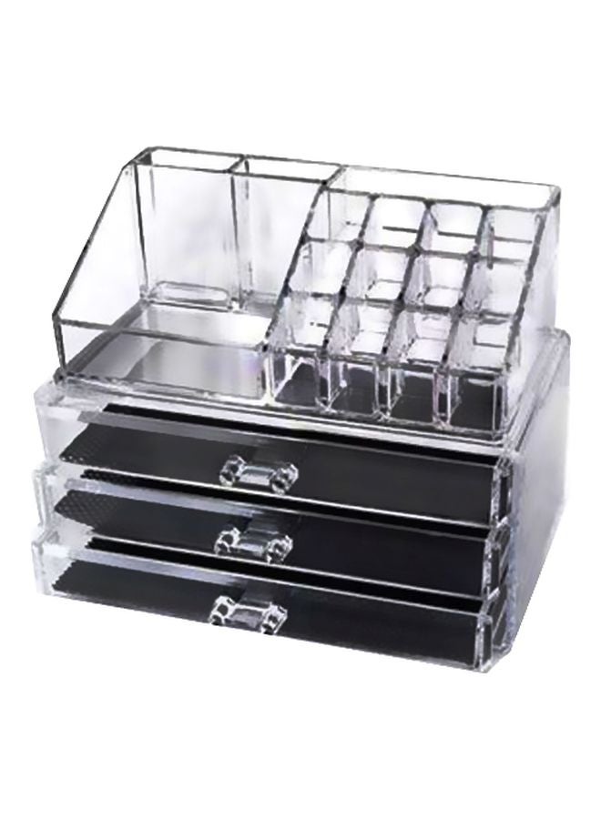 منظم مجوهرات ومكياج من الأكريليك شفاف/ أسود