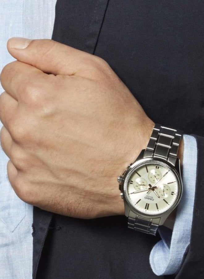 CASIO - Men's Stainless Steel Analog Wrist Watch MTP-1375D-7A2VDF - 42 mm - Silver - Image 1