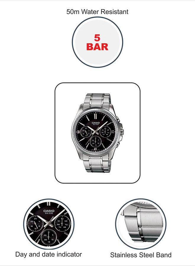CASIO - Men's Water Resistant Chronograph Watch MTP-1375D-1A - 42 mm - Silver - Image 1
