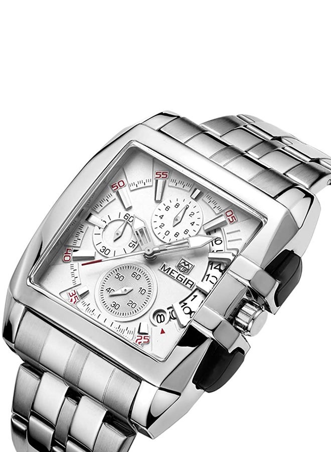 ميجر ساعة يد بعقارب وسوار من الستانلس ستيل طراز 2018G - قياس 40 مم - لون فضي للرجال - Image 4