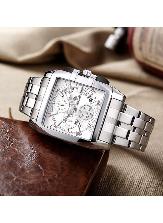 ميجر ساعة يد بعقارب وسوار من الستانلس ستيل طراز 2018G - قياس 40 مم - لون فضي للرجال - Image 5