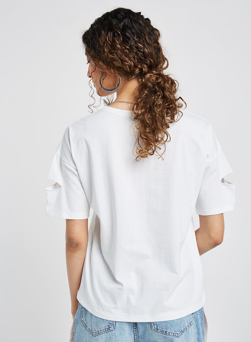 Raw Orange - Printed Short Sleeves T-Shirt White - Image 1