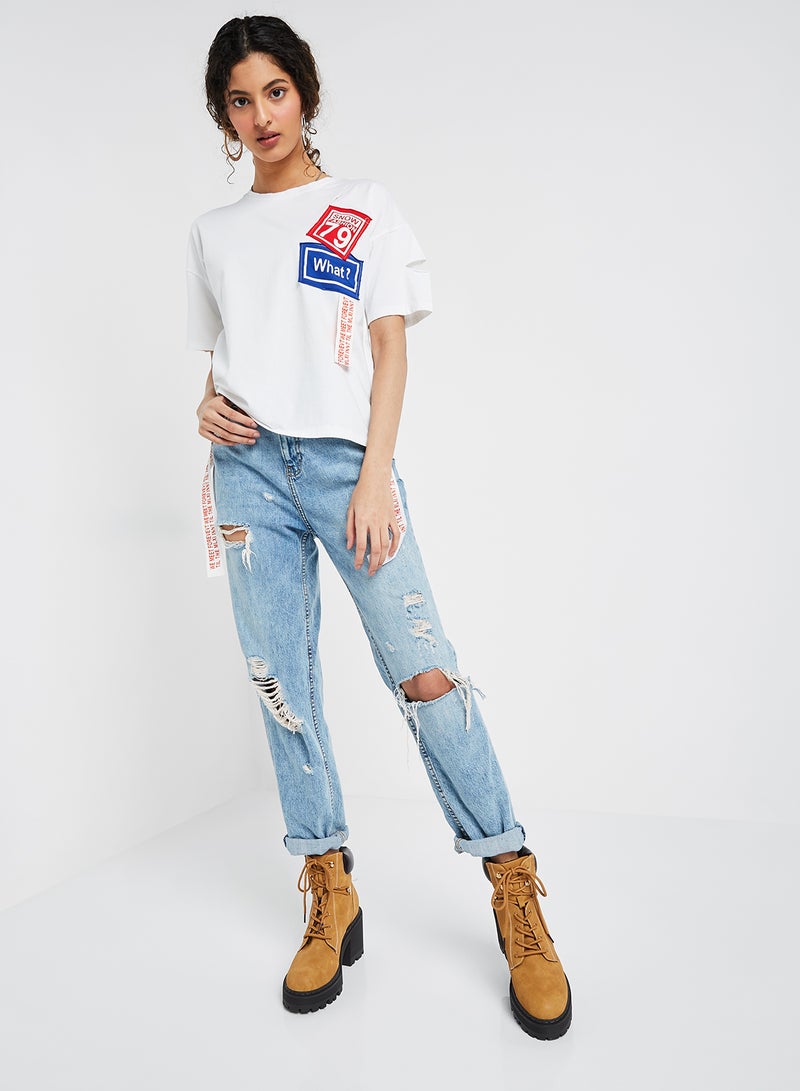 Raw Orange - Printed Short Sleeves T-Shirt White - Image 1