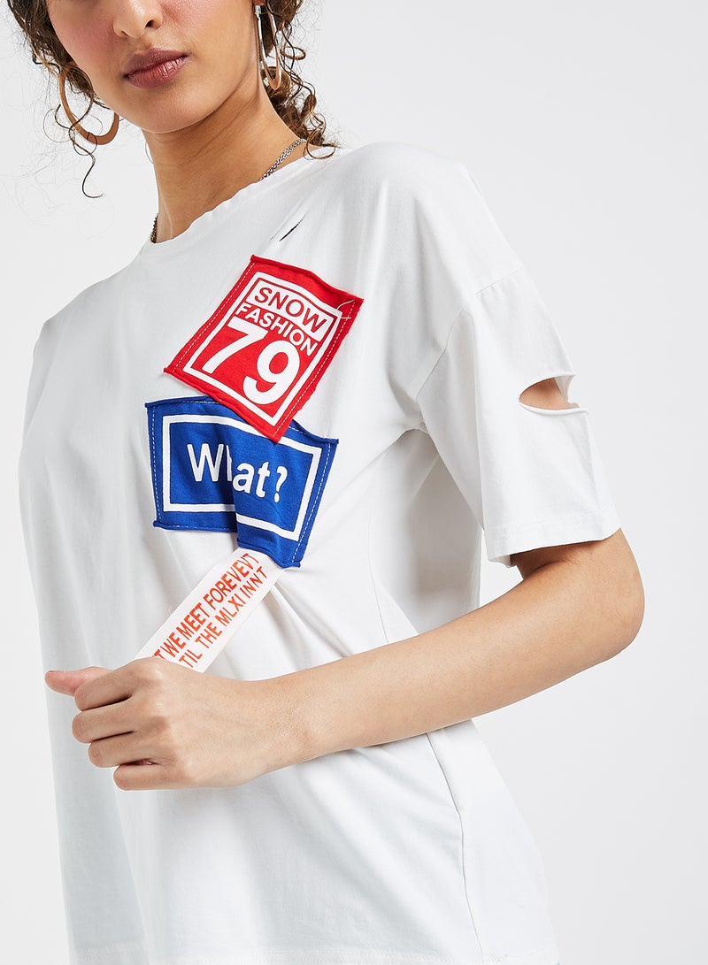 Raw Orange - Printed Short Sleeves T-Shirt White - Image 1