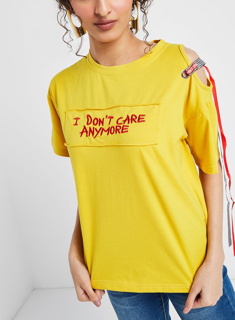 Raw Orange Printed Short Sleeves T-Shirt Yellow  - Image 4