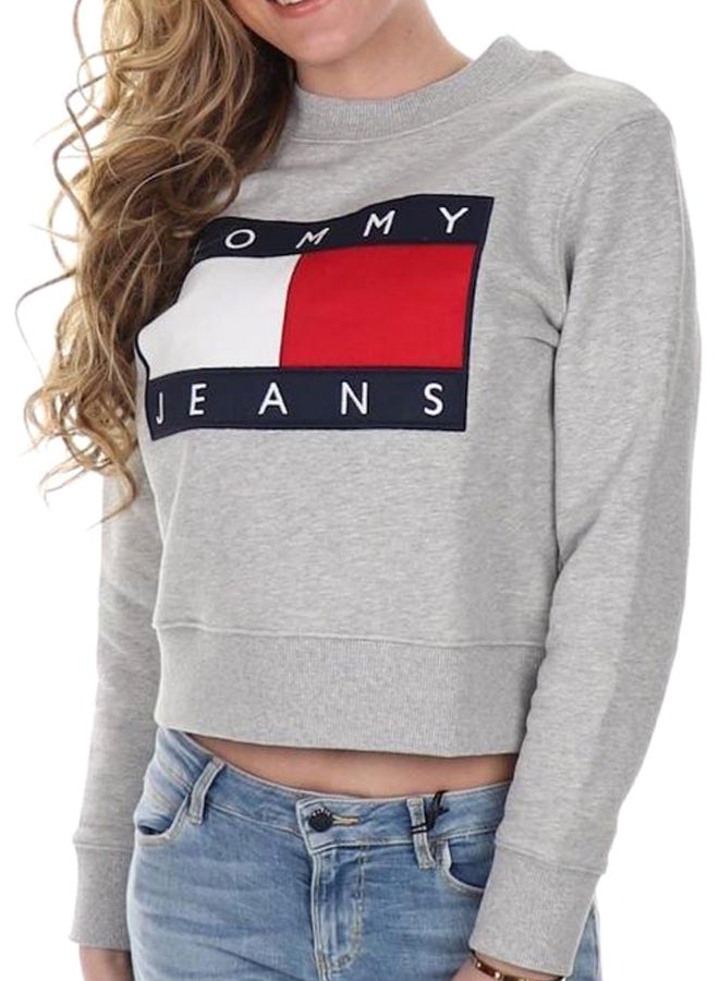 TOMMY JEANS - Tommy Flag Sweatshirt Light Grey - Image 1