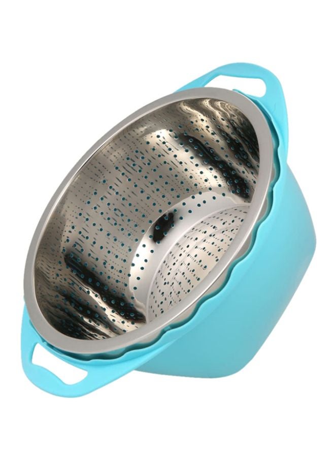 2-In-1 Multifunctional Drain Basket Set Blue/Silver 26cm  - Image 3