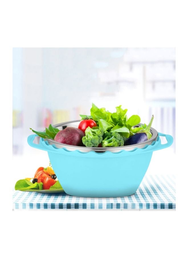 2-In-1 Multifunctional Drain Basket Set Blue/Silver 26cm  - Image 5