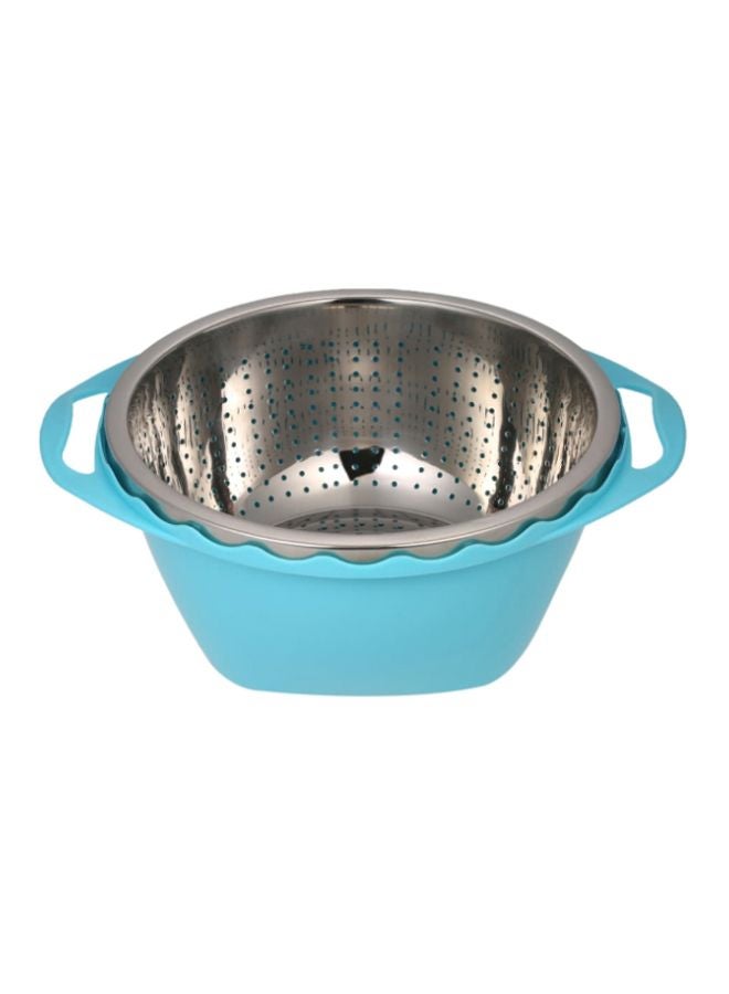 2-In-1 Multifunctional Drain Basket Set Blue/Silver 26cm  - Image 2