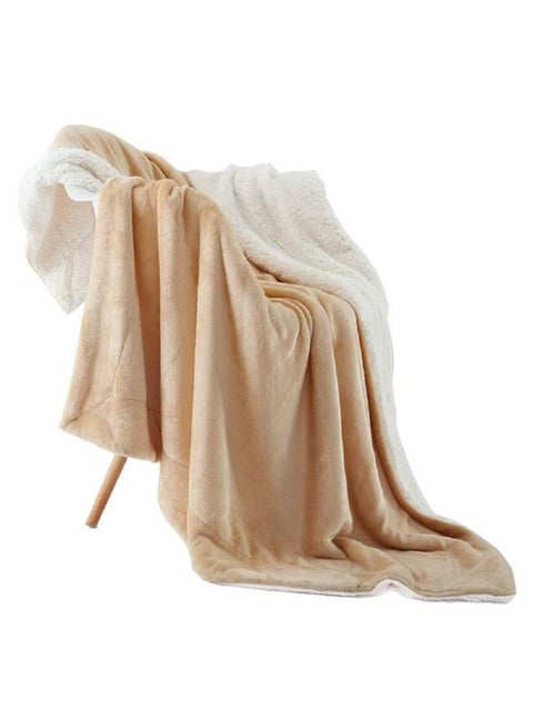 Soft Sheep Reversible Blanket Fabric Beige 200 x 230centimeter