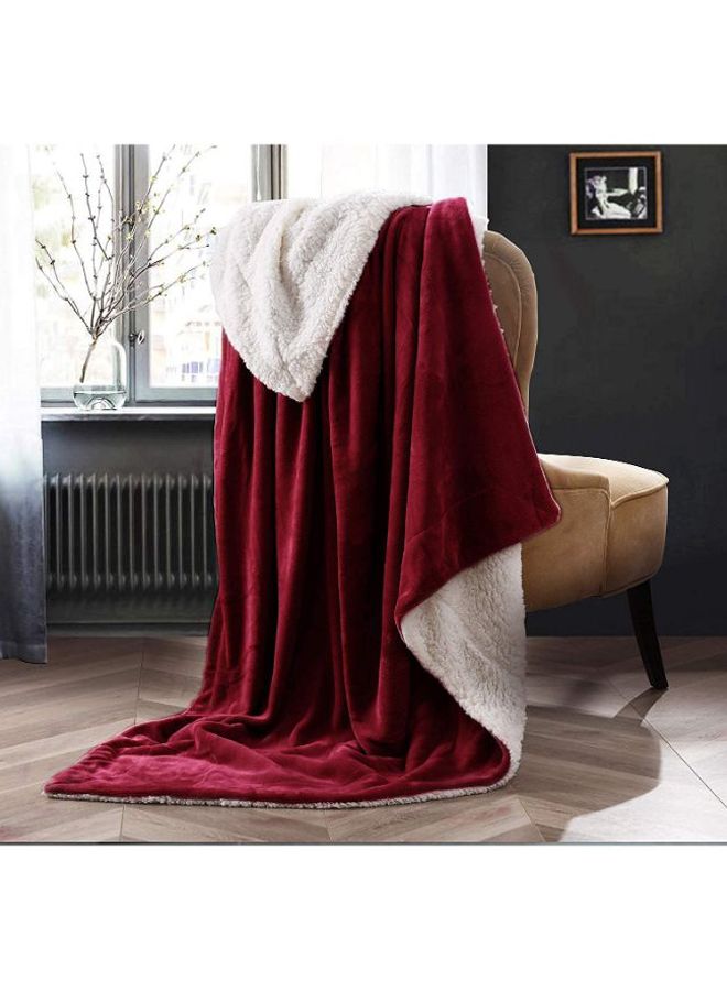 Soft Sheep Reversible Blanket Fabric Maroon 200 x 230cm - v1589370377/N37892268A_1