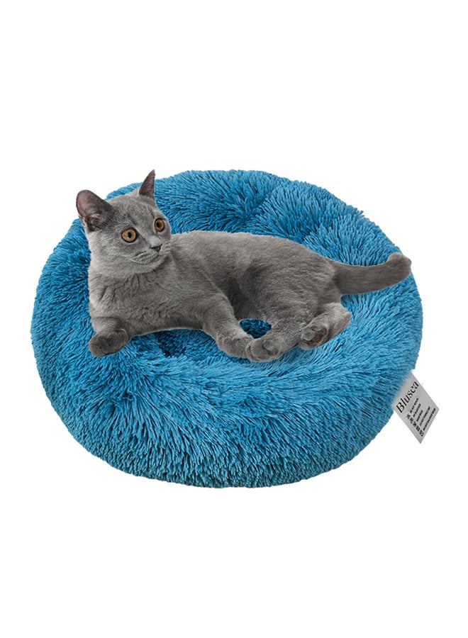 Blusea Soft Plush Round Pet Bed Blue 28x12x28cm