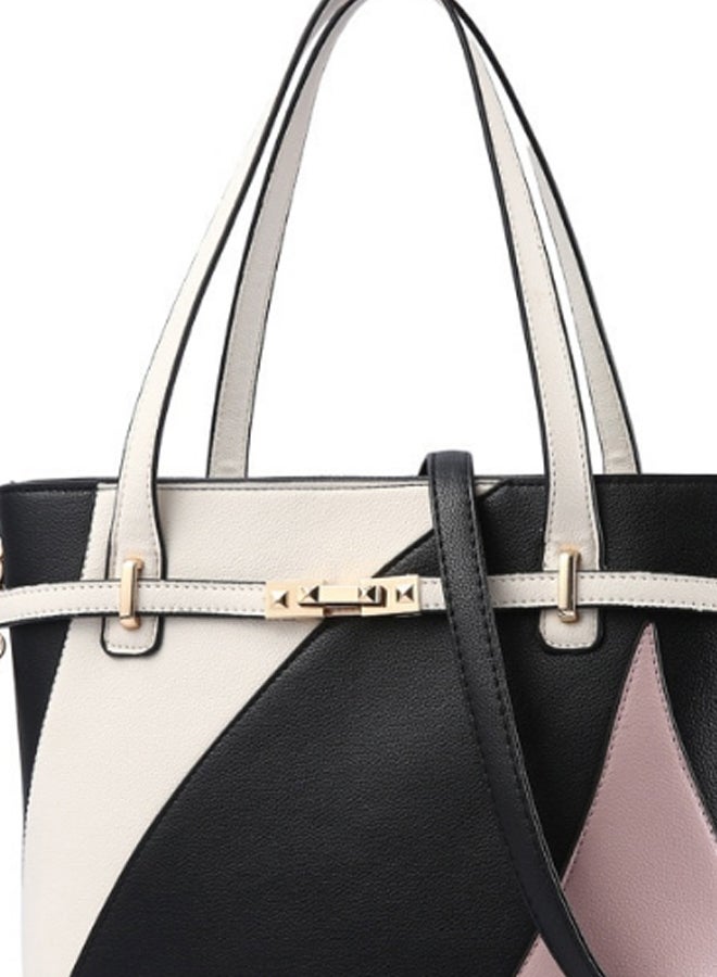 Generic - Fashion Light Colour Block Comfortable Shoulder Bag White/Black/Beige - Image 1