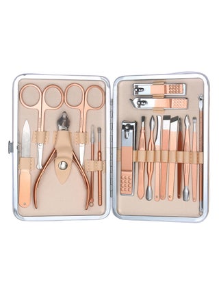 18-Piece Manicure Pedicure Tool Set With Case Rose Gold/Silver - v1589381955/N37835375A_1