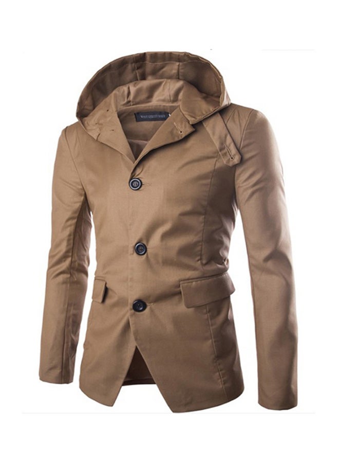 Casual Long Sleeve Winter Jacket Brown - Image 1