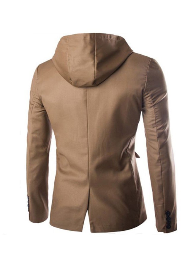Casual Long Sleeve Winter Jacket Brown - Image 2