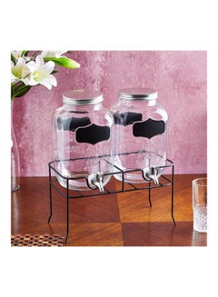 Home Box Crysta Twin Beverage Dispenser With Stand Clear/Black 2x4Liters  - Image 1