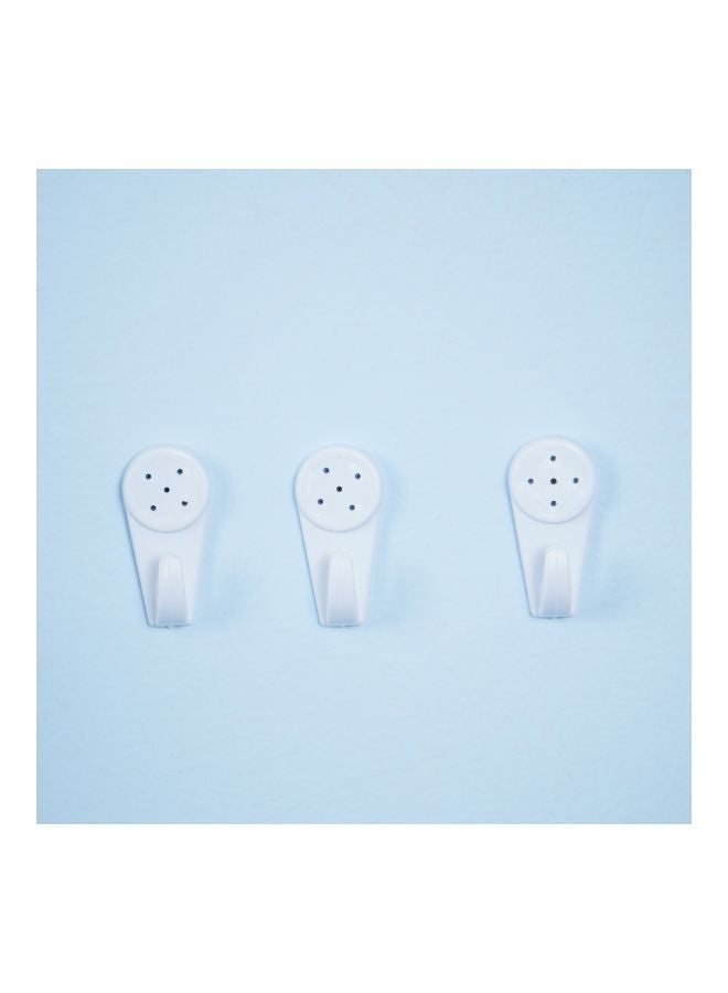 Home Box 3-Piece Plastic Wall Hook Set White 4x1.5x1.8cm - Image 2