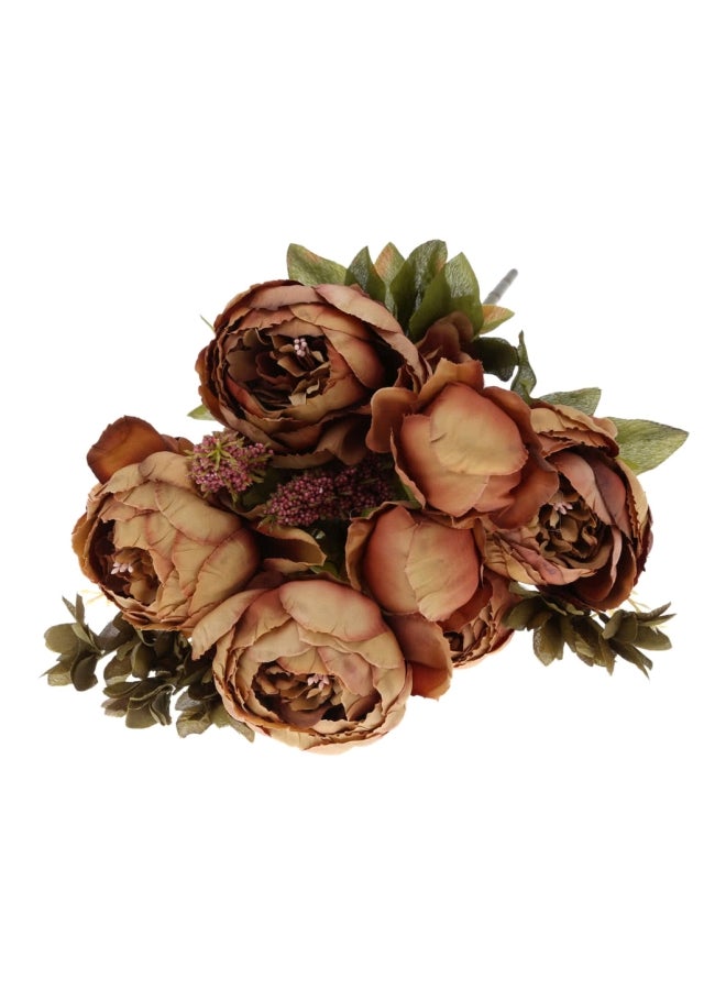 آنسيلف باقة من زهور الفاوانيا الصناعية للزينة جملي/ أخضر/ وردي 49x31x16سم - Image 2