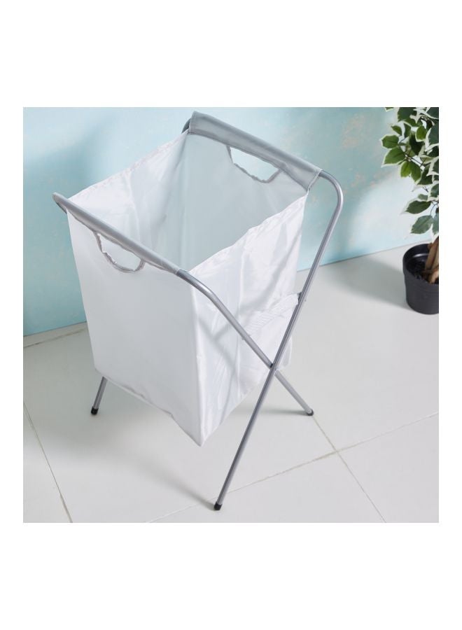 Home Box - Ebase Metal Hamper White/Silver - Image 1