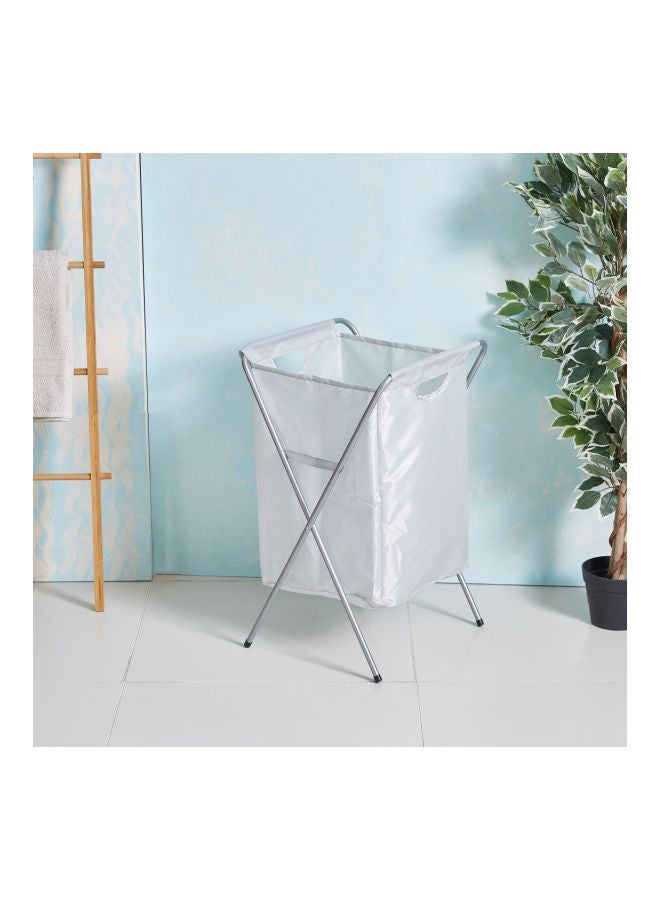 Home Box - Ebase Metal Hamper White/Silver - Image 1