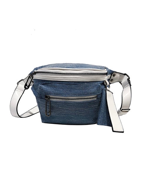 Fashionable Ajustable Strap Print Waist Bag Blue