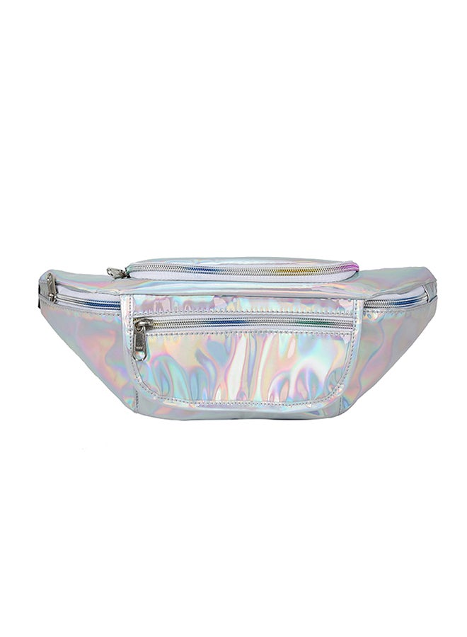 Fashion Zipper Closure Lightweight Waist Bag Silver 