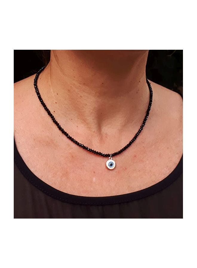 ألوان قلادة بدلاية على شكل عين الحسد مرصعة بالكريستال ومطلية بالذهب الوردي - Image 2