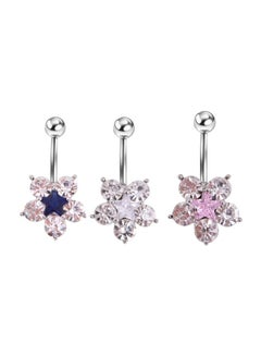 3-Piece 316L Surgical Steel Stone Studded Belly Button Ring Set