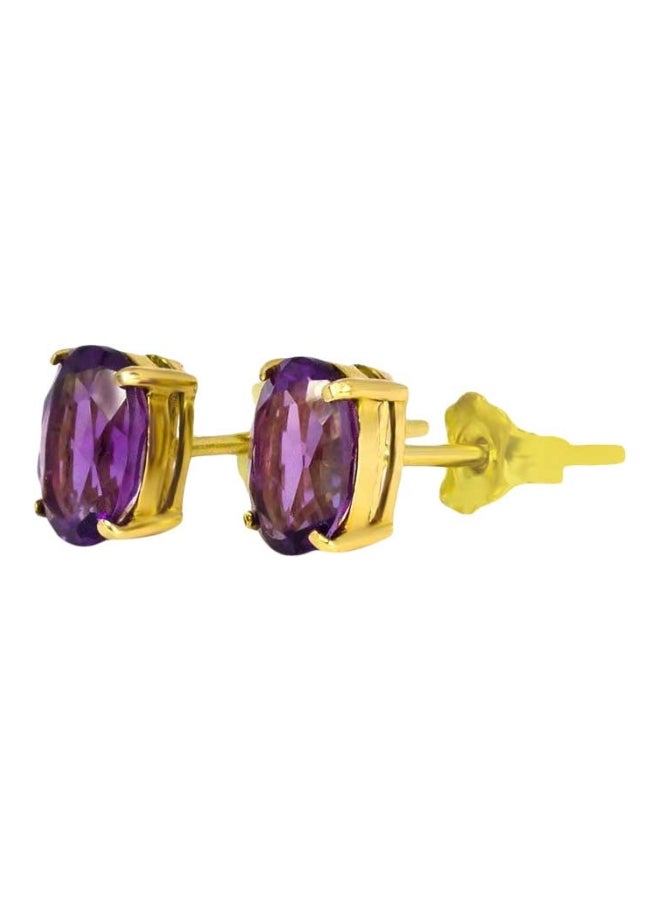 Capri Gold 18 Karat Gold Amethyst Studded Earrings  - Image 1